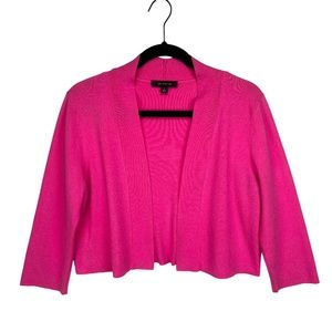 🆕 Ann Taylor Shrug L Cropped 3/4 Sleeve Open Front Bolero Pink Knit Sweater